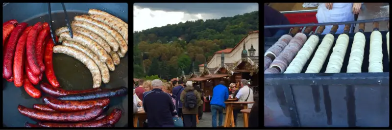 Food Stalls outside Prague Castle gates. Czech Republic.